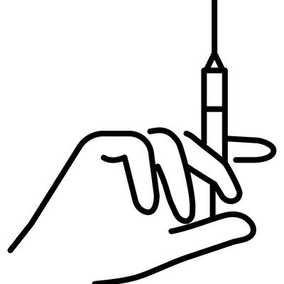 vector icon of a hand holding a needle